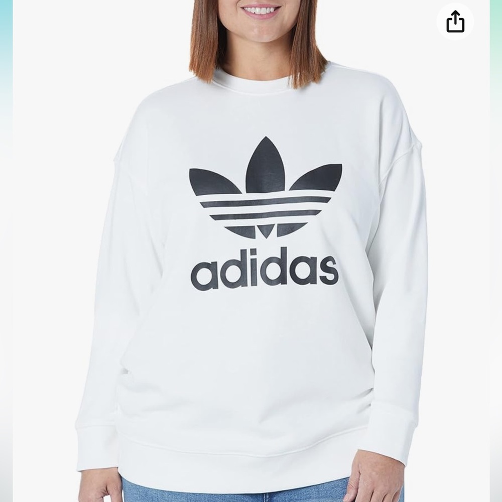 Adidas Originals Women’s Trefoil Crewneck Sweatshirt, White Size 2X - NWT!